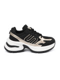 Schwarze Damen Sneakers mit goldenen Akzenten