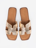 Goldene Slipper mit offener Spitze