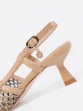 Beige Ajour-Pumps mit niedrigem Absatz