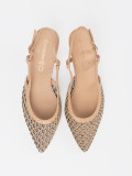 Beige Ajour-Pumps mit niedrigem Absatz
