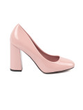 Rosa lackierte Pumps mit Blockabsatz