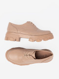 Beige Schnürschuhe mit Plateau