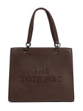Braune Shopper-Tasche mit geprägtem Schriftzug