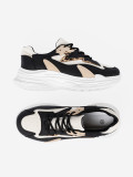 Schwarze und beige Damen Sneakers mit dicker Sohle