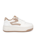 Weiß-beige Sneakers auf Plattform