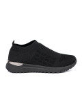 Schwarze sportliche Slip-On Sneakers mit textilem Obermaterial