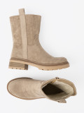 Beige Stiefeletten mit dicker Sohle