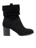 Schwarze Wildleder Stiefeletten mit Blockabsatz und gerafftem Schaft