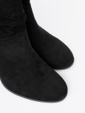 Schwarze Wildleder Stiefeletten mit Blockabsatz und gerafftem Schaft