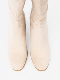 Helle beige Stiefeletten mit gerafftem Schaft