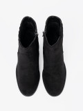 Schwarze Wildleder-Stiefeletten mit Blockabsatz