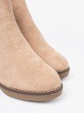 Beige Ankle Boots auf bequemem, niedrigem Keil
