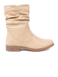 Bequeme beige Stiefeletten mit Raffung