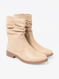 Bequeme beige Stiefeletten mit Raffung