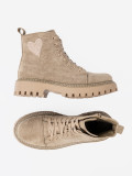 Beige Stiefeletten mit Herz und dicker Sohle