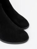 Elegante schwarze Stiefeletten mit Blockabsatz und gerafftem Schaft
