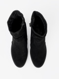 Elegante schwarze Stiefeletten mit Blockabsatz und gerafftem Schaft