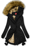 Winterjacke mit hohem Kragen schwarz
