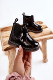 Lackierte gefütterte schwarze Stiefelette