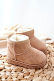 Beige gefütterte Schneestiefel aus Wildlederimitat