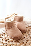 Beige gefütterte Schneestiefel aus Wildlederimitat