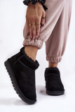 Niedrige Winterstiefel aus schwarzem Veloursleder