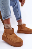 Braune Schneestiefel aus Veloursleder mit Plateau