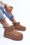 Beige Schneestiefel aus Veloursleder mit Plateau