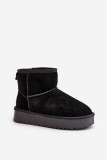 Schwarze Schneestiefel aus Veloursleder mit Plateau