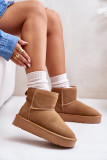 Snowboots aus Veloursleder mit Plateau in Braun