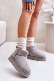 Graue gefütterte Schneestiefel mit Plattform und Veloursleder-Optik