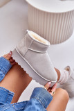 Graue gefütterte Schneestiefel mit Plattform und Velouroberfläche