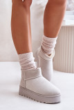 Graue gefütterte Schneestiefel mit Plattform und Velouroberfläche