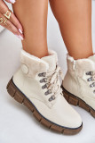 Beige gefütterte Stiefelette mit Plateau
