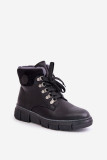 Gefütterte schwarze Stiefelette mit Reißverschluss und Plateausohle