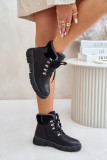 Gefütterte schwarze Stiefelette mit Reißverschluss und Plateausohle
