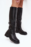 Schwarze Overknee-Stiefel aus Kunstleder mit niedrigem Blockabsatz