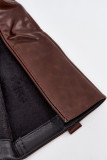 Braune Overknee-Stiefel aus Kunstleder mit niedrigem Blockabsatz