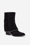 Schwarze gefütterte Stiefelette mit umgeschlagenem Schaft