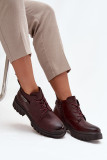 Niedrige gefütterte Stiefelette mit Blockabsatz und Zierband bordeaux