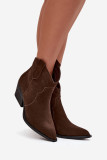Ankle Boots aus echtem Veloursleder mit Blockabsatz, braun