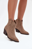 Beige Stiefelette aus Wildleder mit Blockabsatz