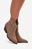 Beige Stiefelette aus Wildleder mit Blockabsatz