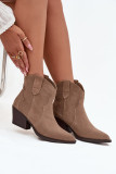 Beige Stiefelette aus Wildleder mit Blockabsatz