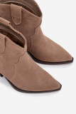 Beige Stiefelette aus Wildleder mit Blockabsatz