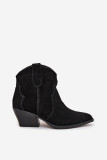Schwarze Veloursleder-Stiefelette mit Blockabsatz