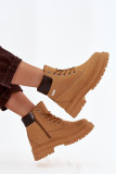 Gefütterte Camel-Stiefelette mit Reißverschluss