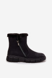 Schwarze Schneestiefel mit Kunstfell und Plateausohle