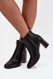 Schwarze Stiefelette mit Blockabsatz aus Kunstleder