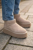 Snowboots aus echtem Veloursleder beige